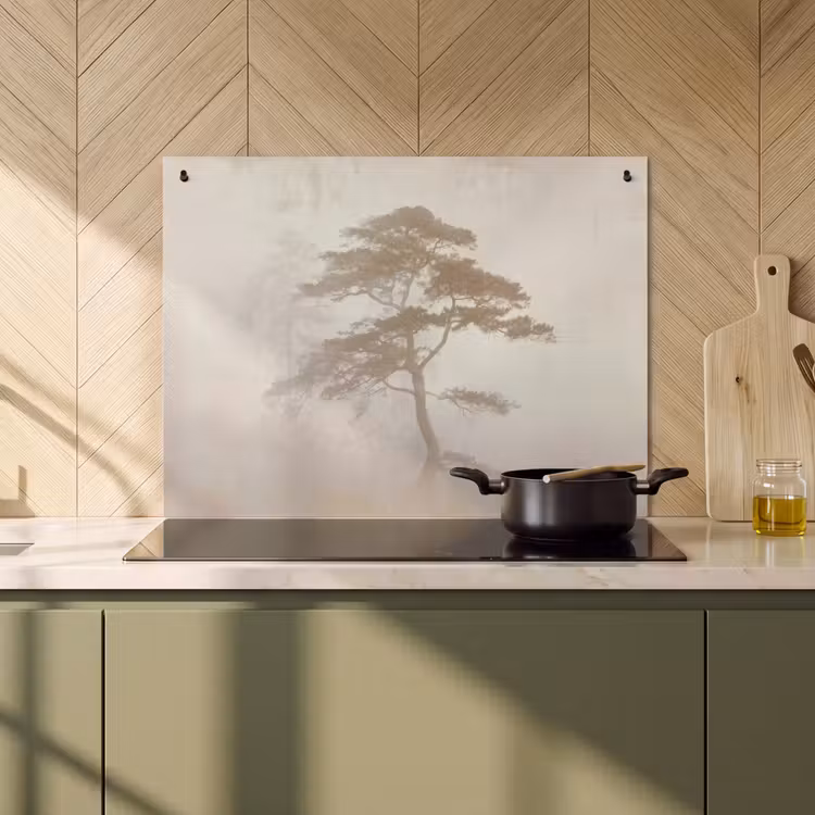 2-in-1 Herdabdeckplatte & Spritzschutz - Baum - Orientalischer Stil - Landschaft - Boom - Oosterse stijl - Landschap Inductie beschemer met haakjes klein