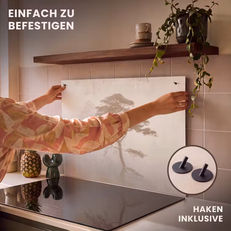 2-in-1 Herdabdeckplatte & Spritzschutz - Baum - Orientalischer Stil - Landschaft - Boom - Oosterse stijl - Landschap Inductie beschemer met haakjes klein