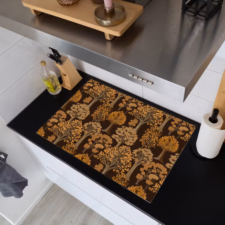 Bomen - Patroon - Bruin Inductie beschemer met haakjes klein 777 -sfeer1