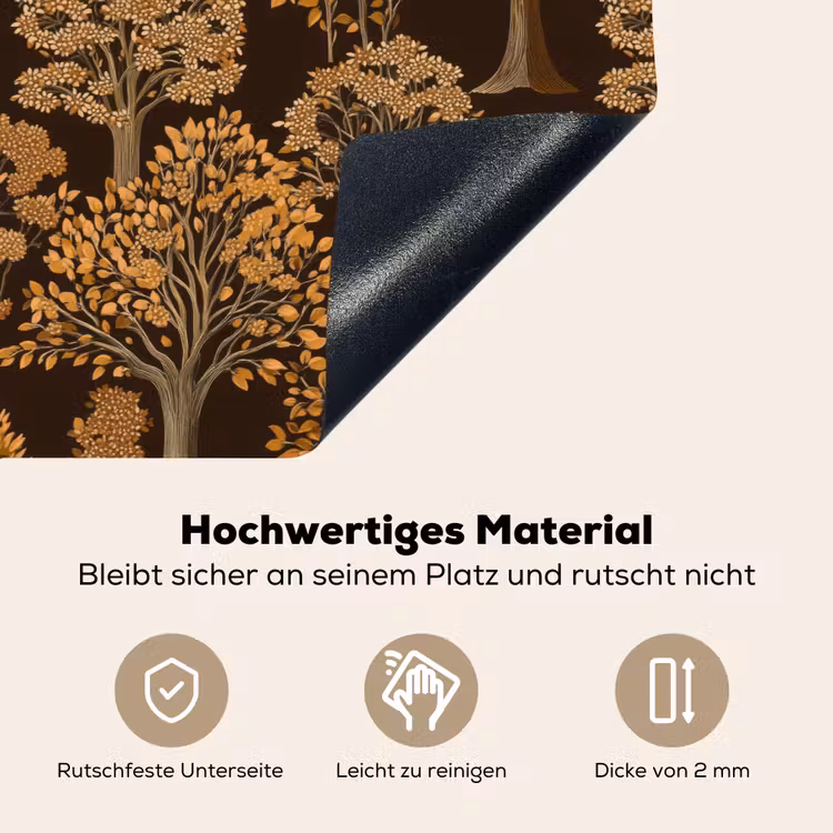 Bomen - Patroon - Bruin Inductie beschemer met haakjes klein 777 -ky-onderkant-de