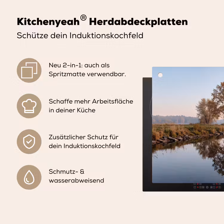 Bomen - Reflectie - Water - Zonsopgang - Serene Inductie beschemer met haakjes klein -ky-usp-de