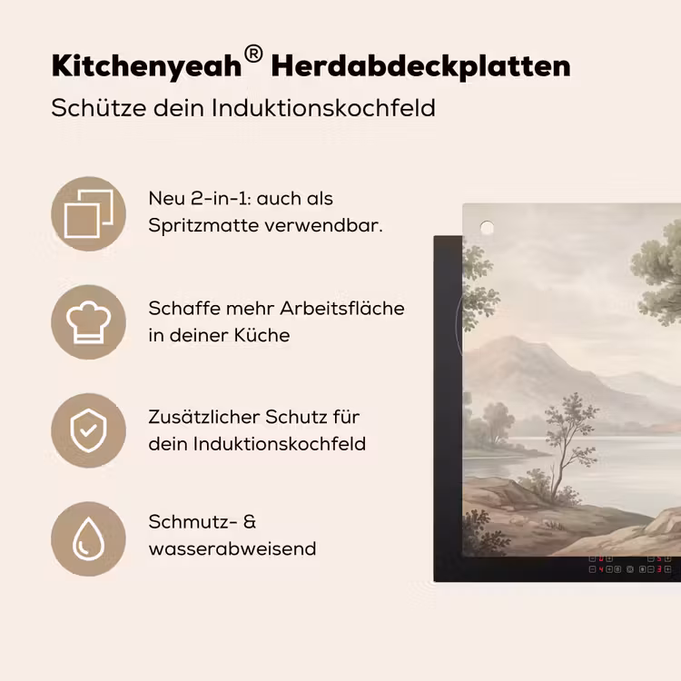 Bomen - Meer - Bergen - Illustratie Inductie beschemer met haakjes klein -ky-usp-de