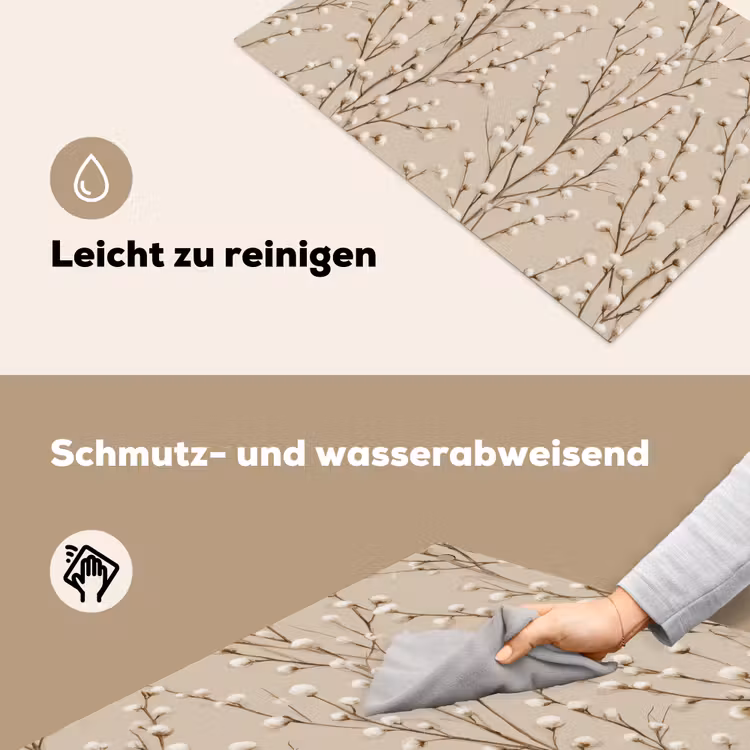 Katoen - Natuur - Taupe Inductie beschemer met haakjes klein 777 -ky-schoon-de