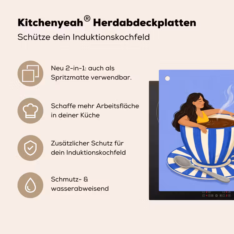Mok - Koffie - Vrouw - Paars Inductie beschemer met haakjes klein -ky-usp-de