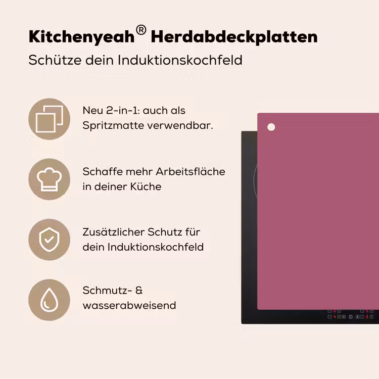 Berry - Roze -Pink Inductie beschemer met haakjes klein 777 -ky-usp-de