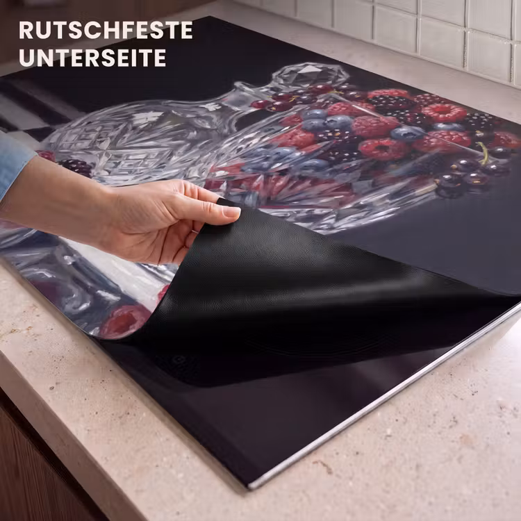 2-in-1 Herdabdeckplatte & Spritzschutz - Beeren – Kristall – Stillleben - Bessen - Kristal - Stilleven Inductie beschemer met haakjes klein