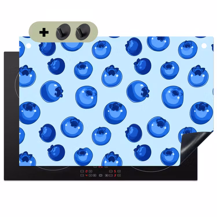 2-in-1 Herdabdeckplatte & Spritzschutz - Beeren - Modern - Blau - Bessen - Modern - Blauw Inductie beschemer met haakjes klein 777
