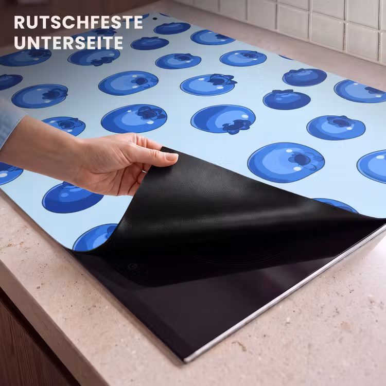 2-in-1 Herdabdeckplatte & Spritzschutz - Beeren - Modern - Blau - Bessen - Modern - Blauw Inductie beschemer met haakjes klein 777