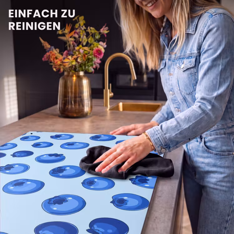 2-in-1 Herdabdeckplatte & Spritzschutz - Beeren - Modern - Blau - Bessen - Modern - Blauw Inductie beschemer met haakjes klein 777
