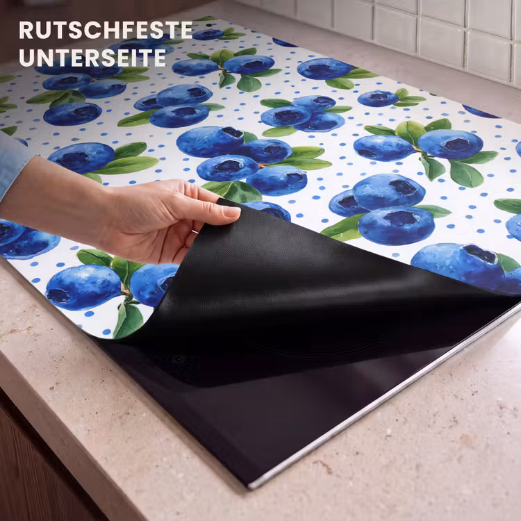 2-in-1 Herdabdeckplatte & Spritzschutz - Beeren - Muster - Blau - Bessen - Patroon - Blauw Inductie beschemer met haakjes klein 777