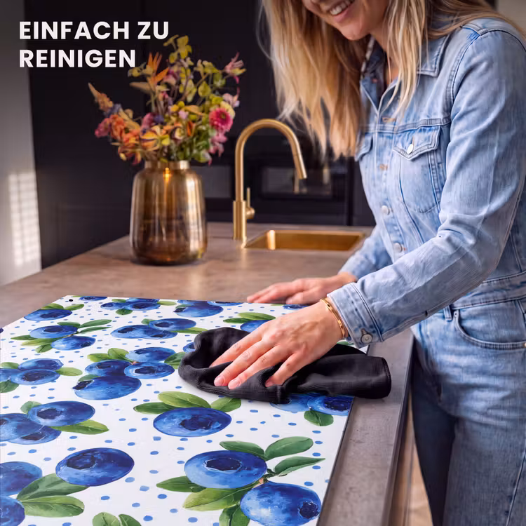 2-in-1 Herdabdeckplatte & Spritzschutz - Beeren - Muster - Blau - Bessen - Patroon - Blauw Inductie beschemer met haakjes klein 777