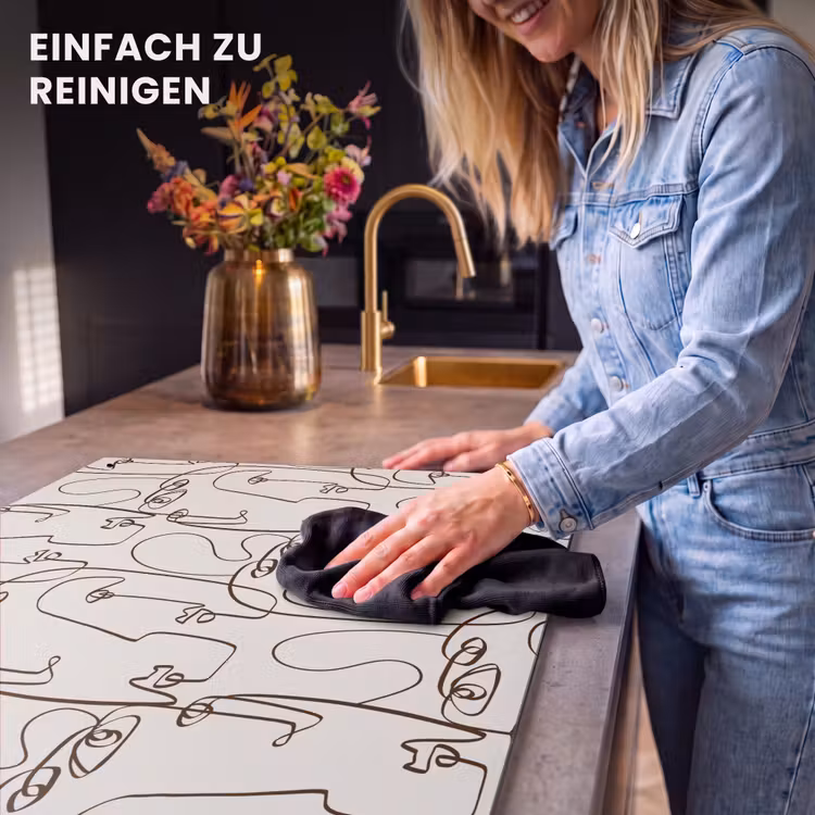 2-in-1 Herdabdeckplatte & Spritzschutz - Beige - Gesicht - Linien - Braun - Beige - Gezicht - Lijnen - Bruin Inductie beschemer met haakjes klein 777