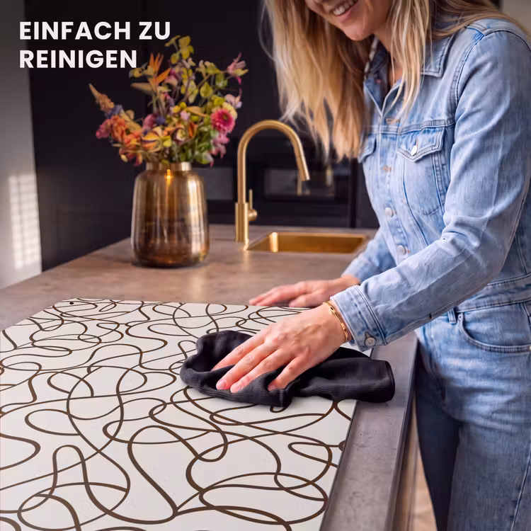 2-in-1 Herdabdeckplatte & Spritzschutz - Beige - Leinen - Dunkelbraun - Beige - Lijnen - Donkerbruin Inductie beschemer met haakjes klein 777
