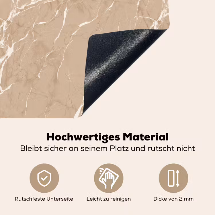 Beige - Marmer - Organisch - Wit Inductie beschemer met haakjes klein 777 -ky-onderkant-de