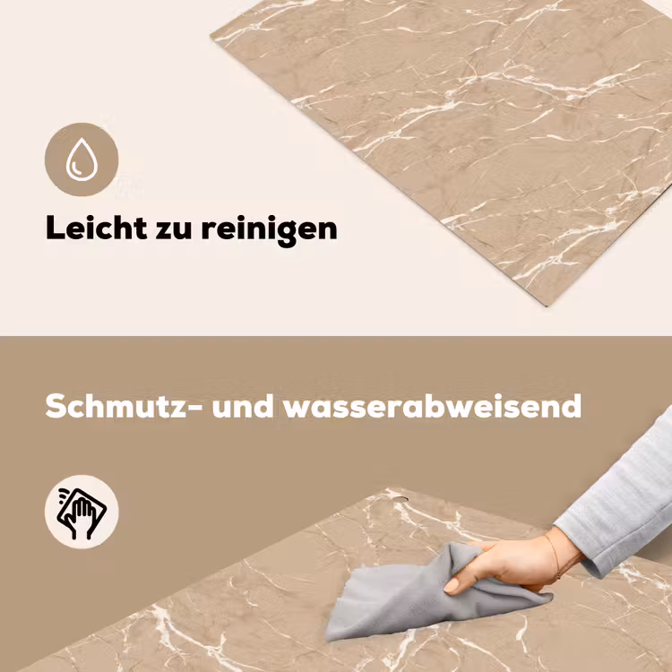 Beige - Marmer - Organisch - Wit Inductie beschemer met haakjes klein 777 -ky-schoon-de