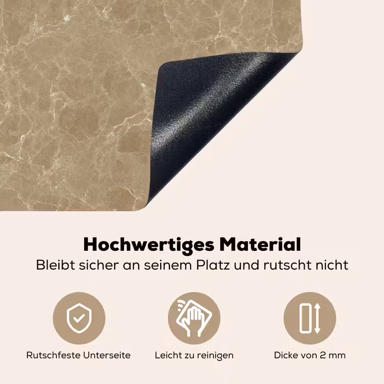 Beige - Marmer - Witte aders Inductie beschemer met haakjes klein 777 -ky-onderkant-de