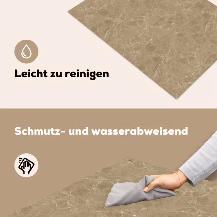 Beige - Marmer - Witte aders Inductie beschemer met haakjes klein 777 -ky-schoon-de