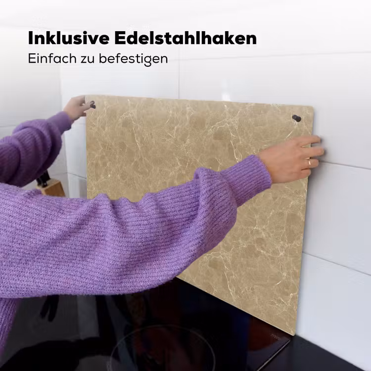 Beige - Marmer - Witte aders Inductie beschemer met haakjes klein 777 -ky-ophangen-de