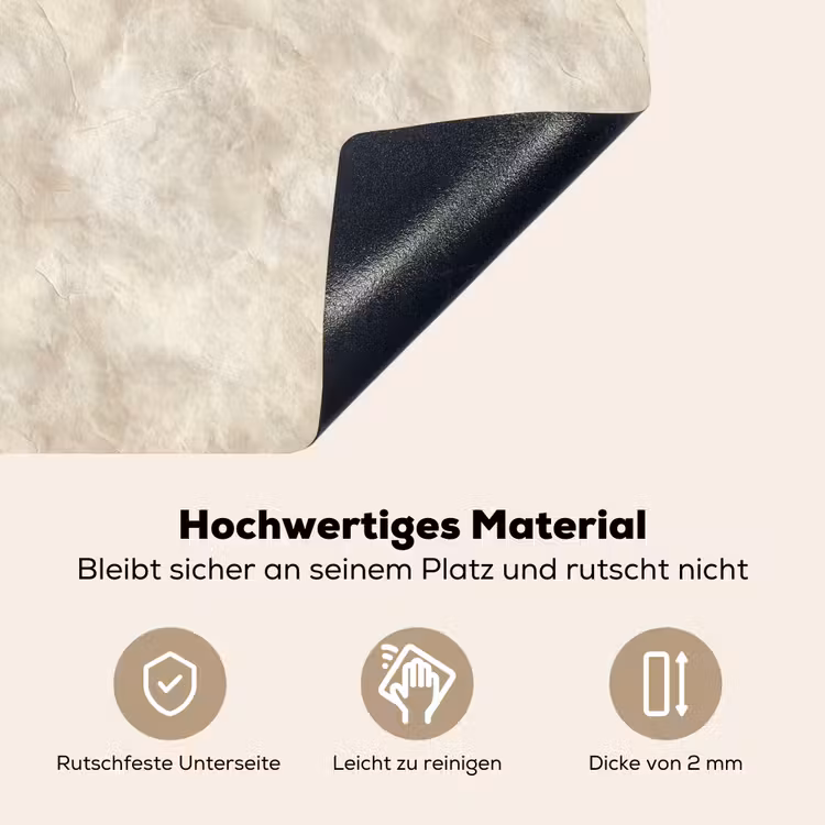 Beige - Reliëfstructuur - Natuursteen Inductie beschemer met haakjes klein 777 -ky-onderkant-de