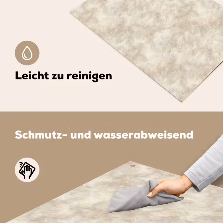 Beige - Reliëfstructuur - Natuursteen Inductie beschemer met haakjes klein 777 -ky-schoon-de