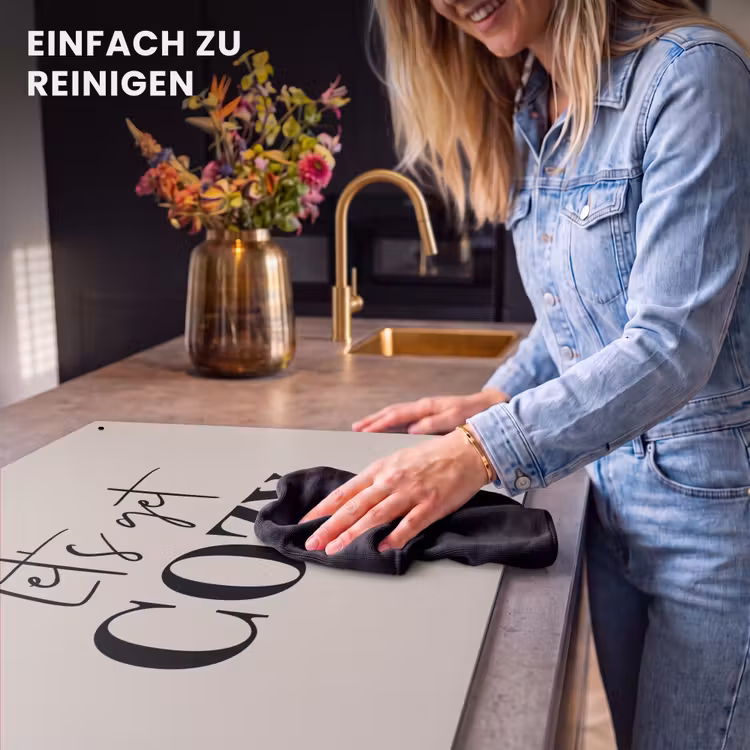 2-in-1 Herdabdeckplatte & Spritzschutz - Beige - Winter - Zitat - Gemütlich - Beige - Winter - Quote - Cozy Inductie beschemer met haakjes klein