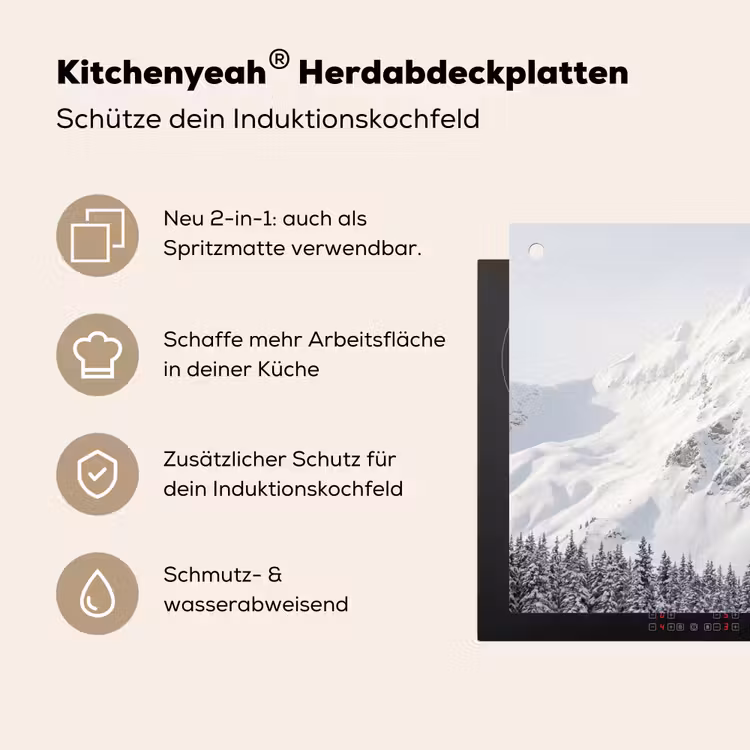 Berg - Sneeuw - Winter - Natuur - Wit Inductie beschemer met haakjes klein -ky-usp-de