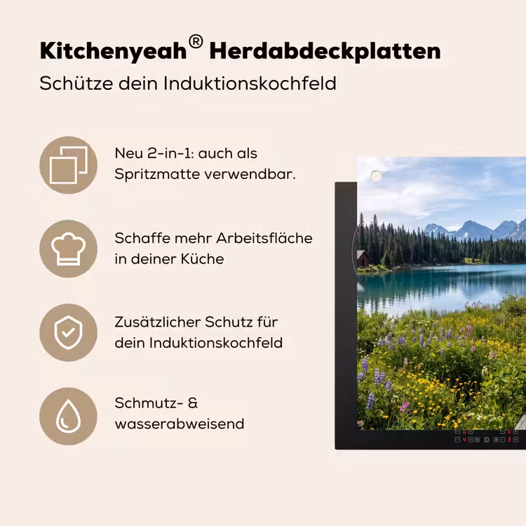 Bergen - Meer - Landschap - Blauw Inductie beschemer met haakjes klein -ky-usp-de