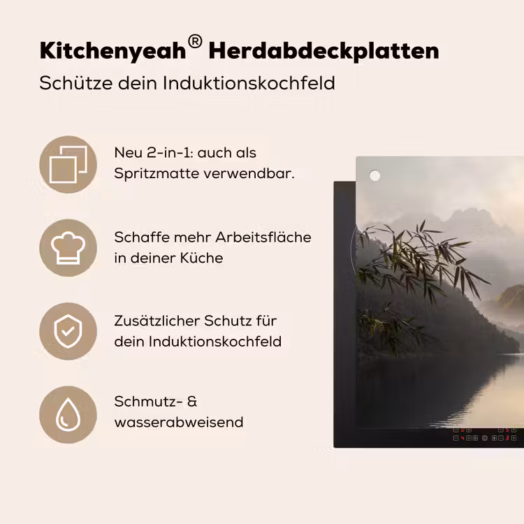 Bergen - Water - Mist - Natuur - Landschap Inductie beschemer met haakjes klein -ky-usp-de