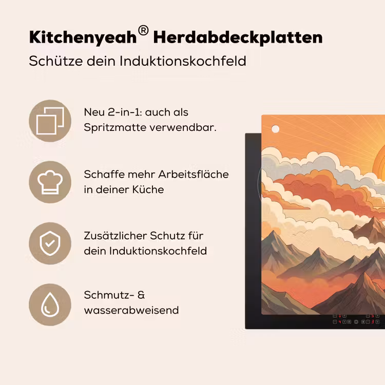 Bergen - Wolken - Natuur - Zonsopgang - Oranje Inductie beschemer met haakjes klein -ky-usp-de