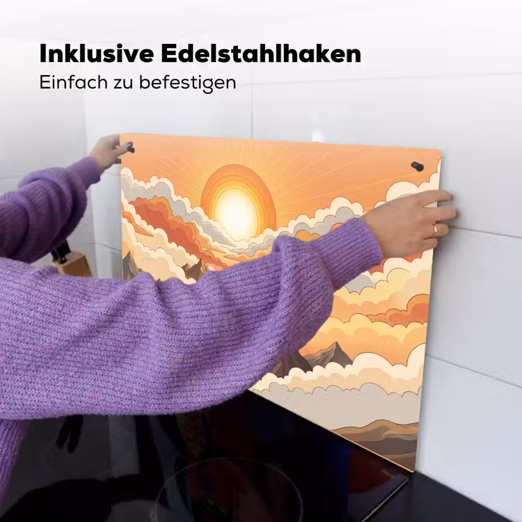 Bergen - Wolken - Natuur - Zonsopgang - Oranje Inductie beschemer met haakjes klein -ky-ophangen-de
