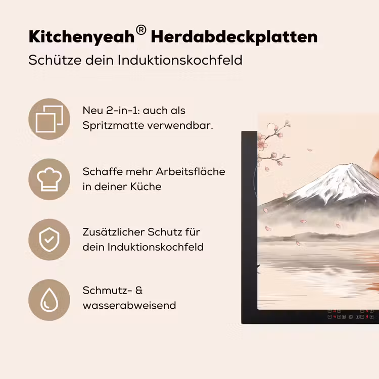 Bergtop - Meer - Bloesem Inductie beschemer met haakjes klein -ky-usp-de