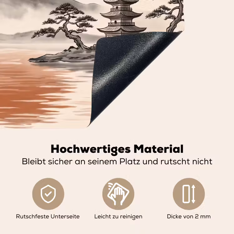 Bergtop - Meer - Bloesem Inductie beschemer met haakjes klein -ky-onderkant-de