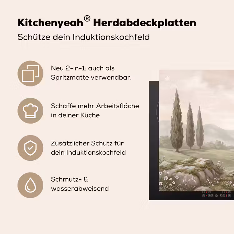 Heuvellandschap - Bomen - Natuur - Groen Inductie beschemer met haakjes klein -ky-usp-de