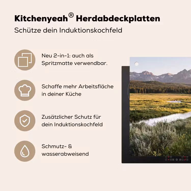 Berglandschap - Rivier - Bos Inductie beschemer met haakjes klein -ky-usp-de