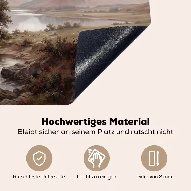 Berglandschap - Meer - Bergen - Vallei - Klassiek Inductie beschemer met haakjes klein -ky-onderkant-de