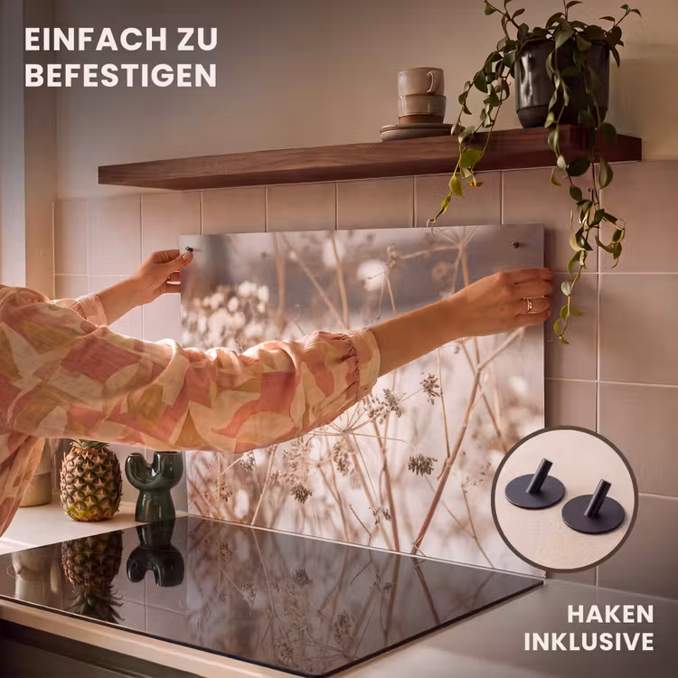 2-in-1 Herdabdeckplatte & Spritzschutz - Beschauliche Natur - Verstilde Natuur Inductie beschemer met haakjes klein