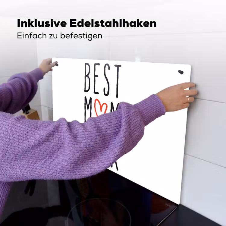 2-in-1 Herdabdeckplatte & Spritzschutz - Beste Mutter aller Zeiten - Sprichwörter - Mutter - Zitate - Best mom ever - Spreuken - Mama - Quotes Inductie beschemer met haakjes klein
