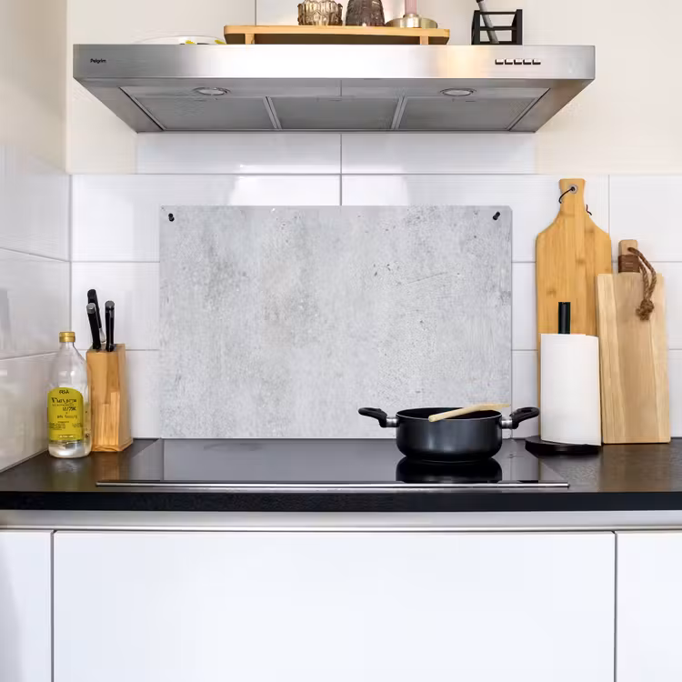 Beton - Textuur - Achtergrond - Grijs - Industrieel Inductie beschemer met haakjes klein -sfeer2