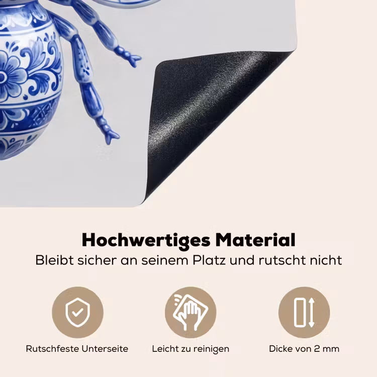 Bij - Modern - Delfts - Blauw Inductie beschemer met haakjes klein -ky-onderkant-de