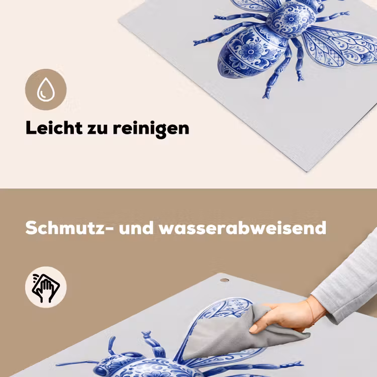 Bij - Modern - Delfts - Blauw Inductie beschemer met haakjes klein -ky-schoon-de