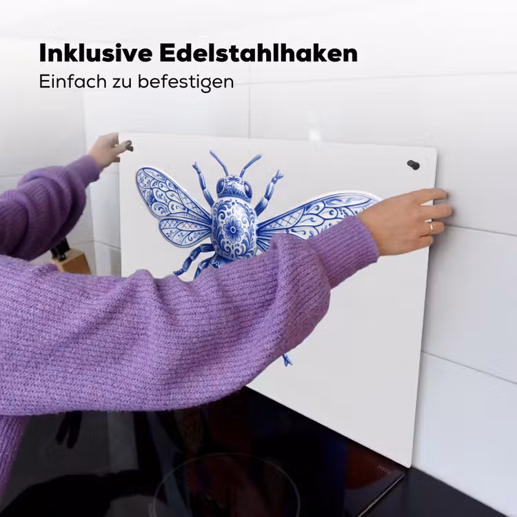 Bij - Modern - Delfts - Blauw Inductie beschemer met haakjes klein -ky-ophangen-de