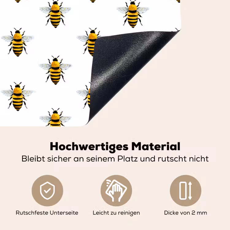 Bijen - Tijdloos - Wit Inductie beschemer met haakjes klein 777 -ky-onderkant-de