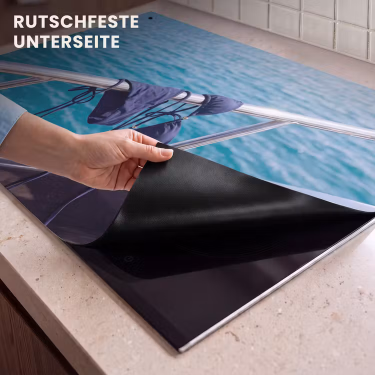Bikini - Reling - Zee - Zomer - Blauw Inductie beschemer met haakjes klein -ky-onderkant-de