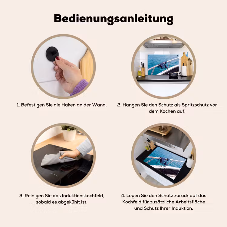 Bikini - Reling - Zee - Zomer - Blauw Inductie beschemer met haakjes klein -ky-gebruik-de