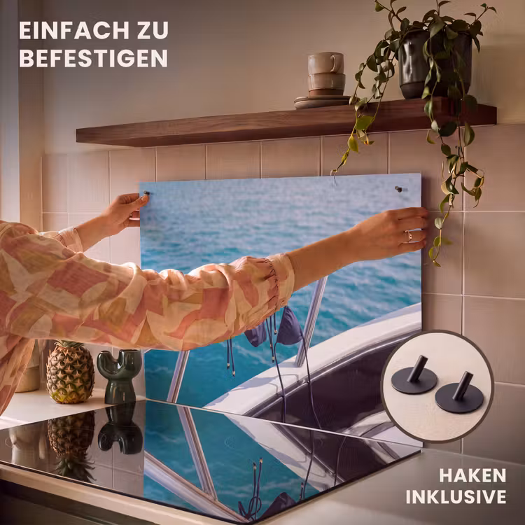 Bikini - Reling - Zee - Zomer - Blauw Inductie beschemer met haakjes klein -ky-ophangen-de
