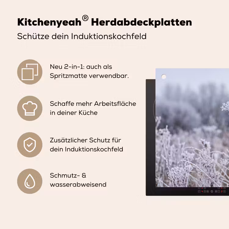 Schermbloem - Rijp - Kristallen - Winter - Delicaat Inductie beschemer met haakjes klein -ky-usp-de