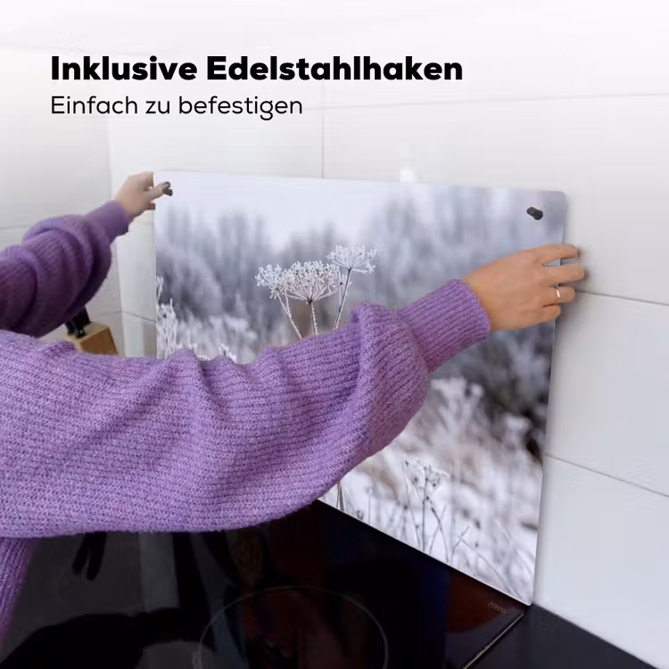 Schermbloem - Rijp - Kristallen - Winter - Delicaat Inductie beschemer met haakjes klein -ky-ophangen-de