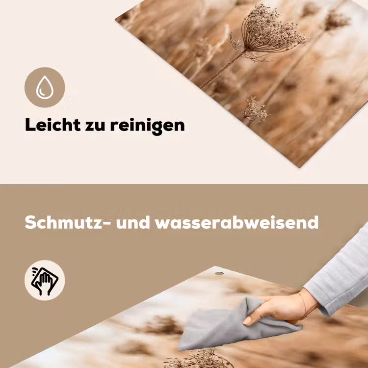 Schermbloem - Droogbloem - Winter - Beige - Minimalistisch Inductie beschemer met haakjes klein -ky-schoon-de