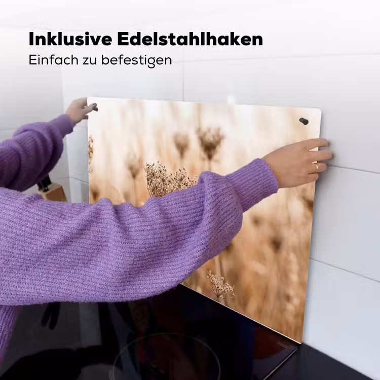 Schermbloem - Droogbloem - Winter - Beige - Minimalistisch Inductie beschemer met haakjes klein -ky-ophangen-de