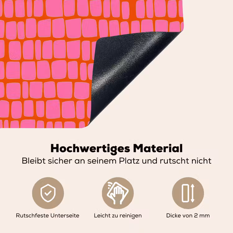 Organisch - Raster - Roze Inductie beschemer met haakjes klein 777 -ky-onderkant-de